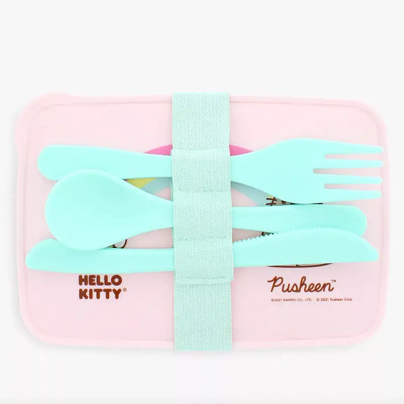 Hello Kitty X Pusheen Lunch Box With Cutlery 3 Hello Kitty X Pusheen Lunch Box With Cutlery - Image 3