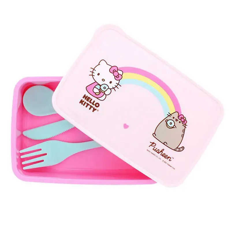 Hello Kitty X Pusheen Lunch Box With Cutlery 1 Hello Kitty X Pusheen Lunch Box With Cutlery