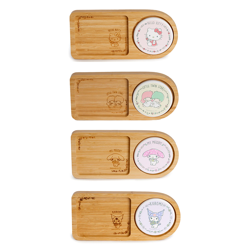 Sanrio Characters Bamboo Tray With Coaster 1 Sanrio Characters Bamboo Tray With Coaster
